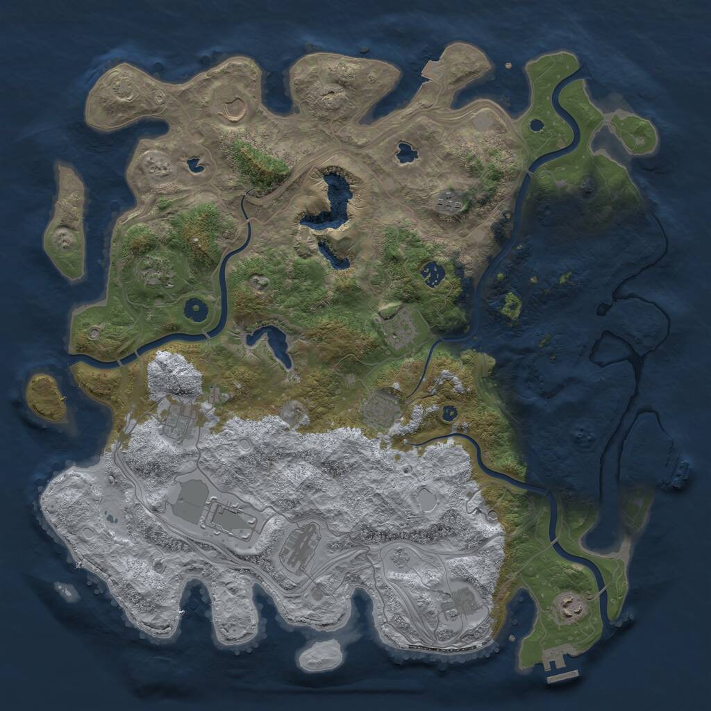 Rust Map: Procedural Map, Size: 4500, Seed: 2009811112, 17 Monuments