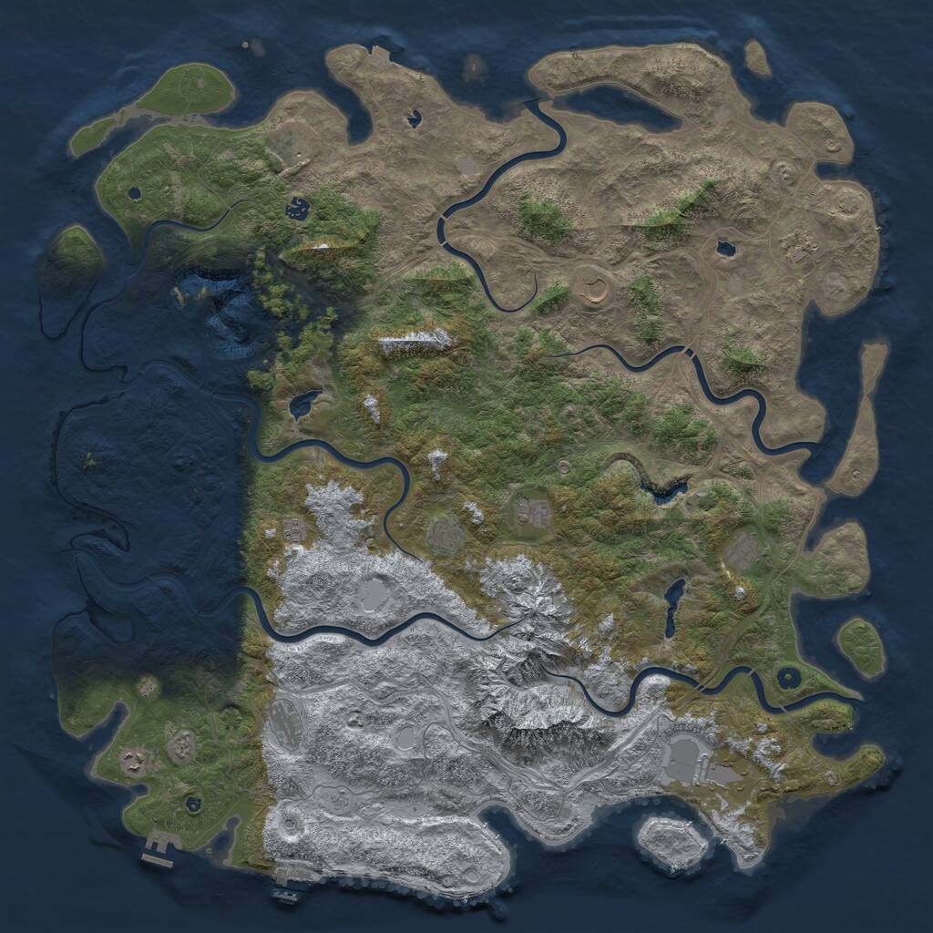 Rust Map: Procedural Map, Size: 6000, Seed: 7602, 17 Monuments