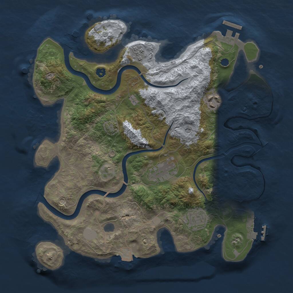 Rust Map: Procedural Map, Size: 3000, Seed: 7180346, 9 Monuments