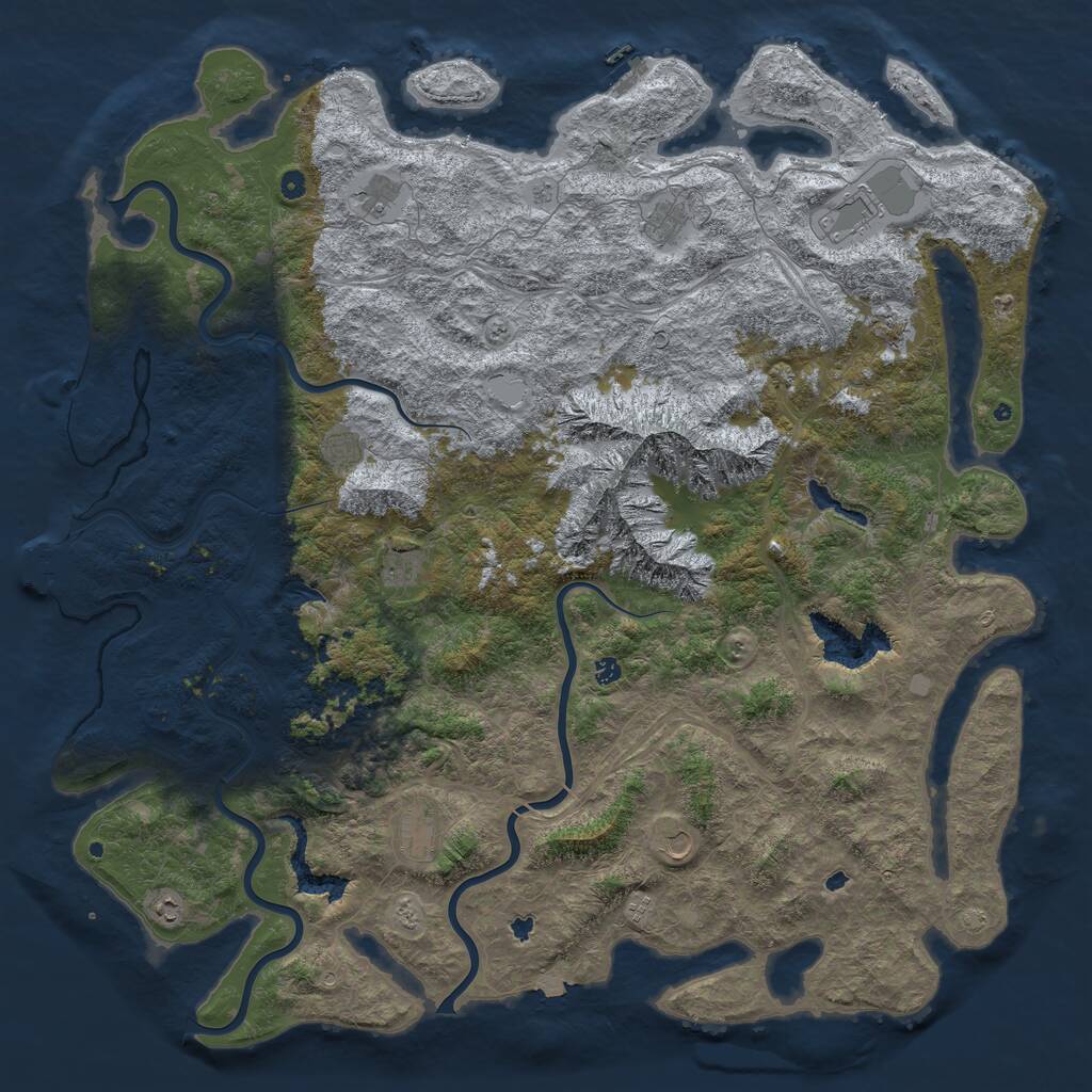Rust Map: Procedural Map, Size: 6000, Seed: 131737386, 17 Monuments