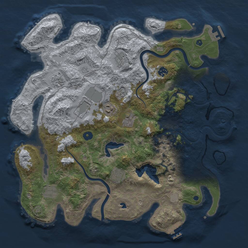 Rust Map: Procedural Map, Size: 4000, Seed: 4875645, 15 Monuments