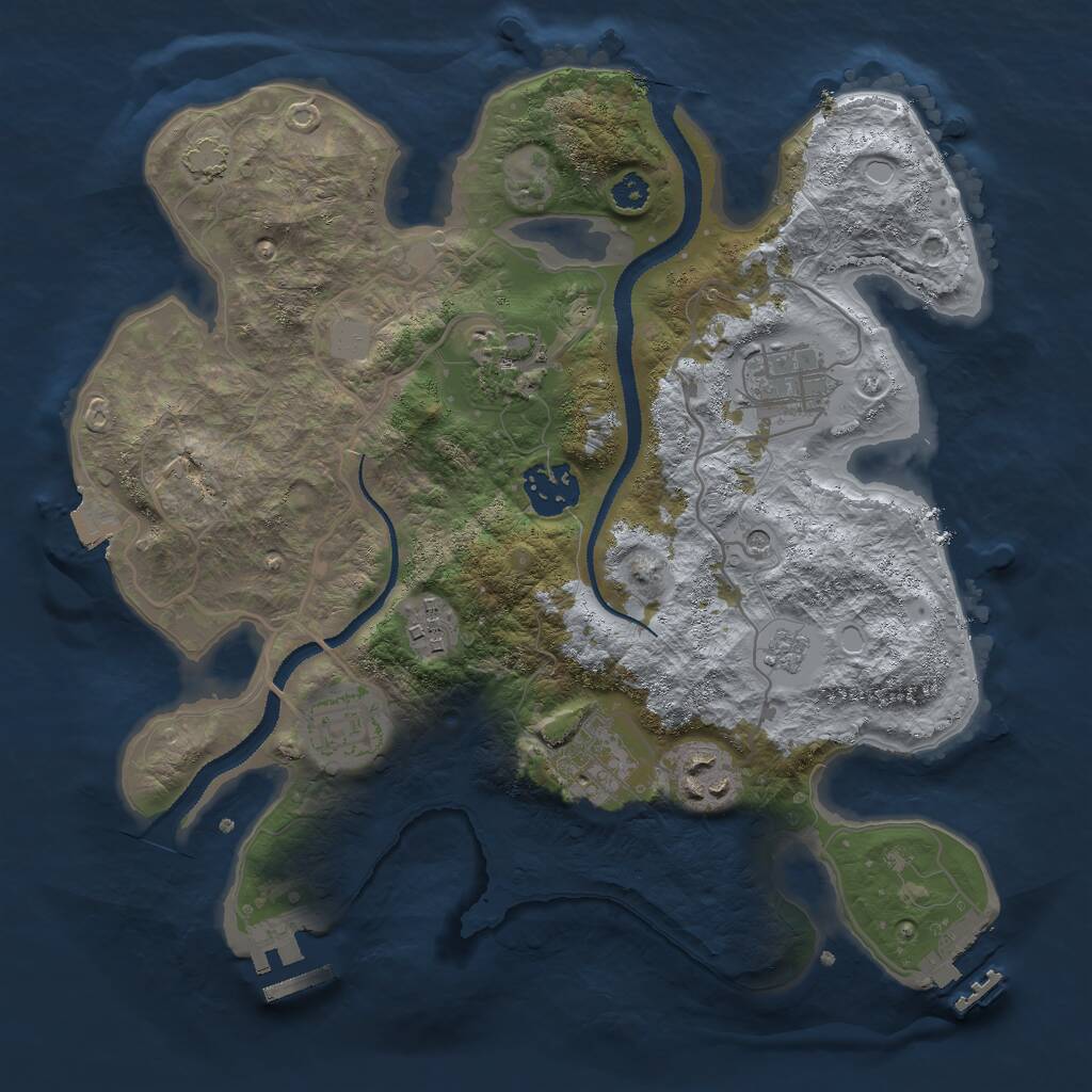 Rust Map: Procedural Map, Size: 3000, Seed: 644411, 13 Monuments