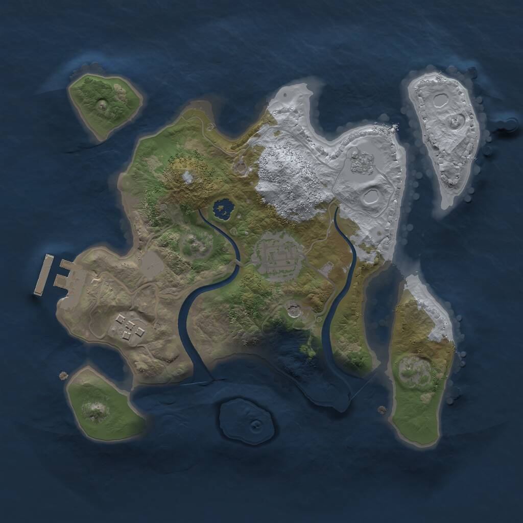 Rust Map: Procedural Map, Size: 2500, Seed: 421295985, 6 Monuments