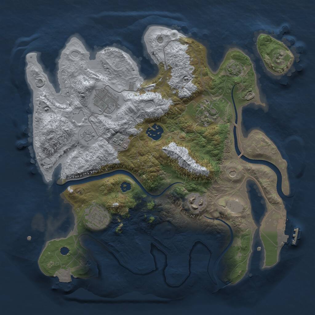 Rust Map: Procedural Map, Size: 3000, Seed: 2120315801, 11 Monuments