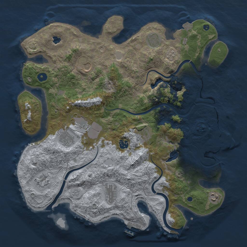 Rust Map: Procedural Map, Size: 4000, Seed: 2010891965, 16 Monuments