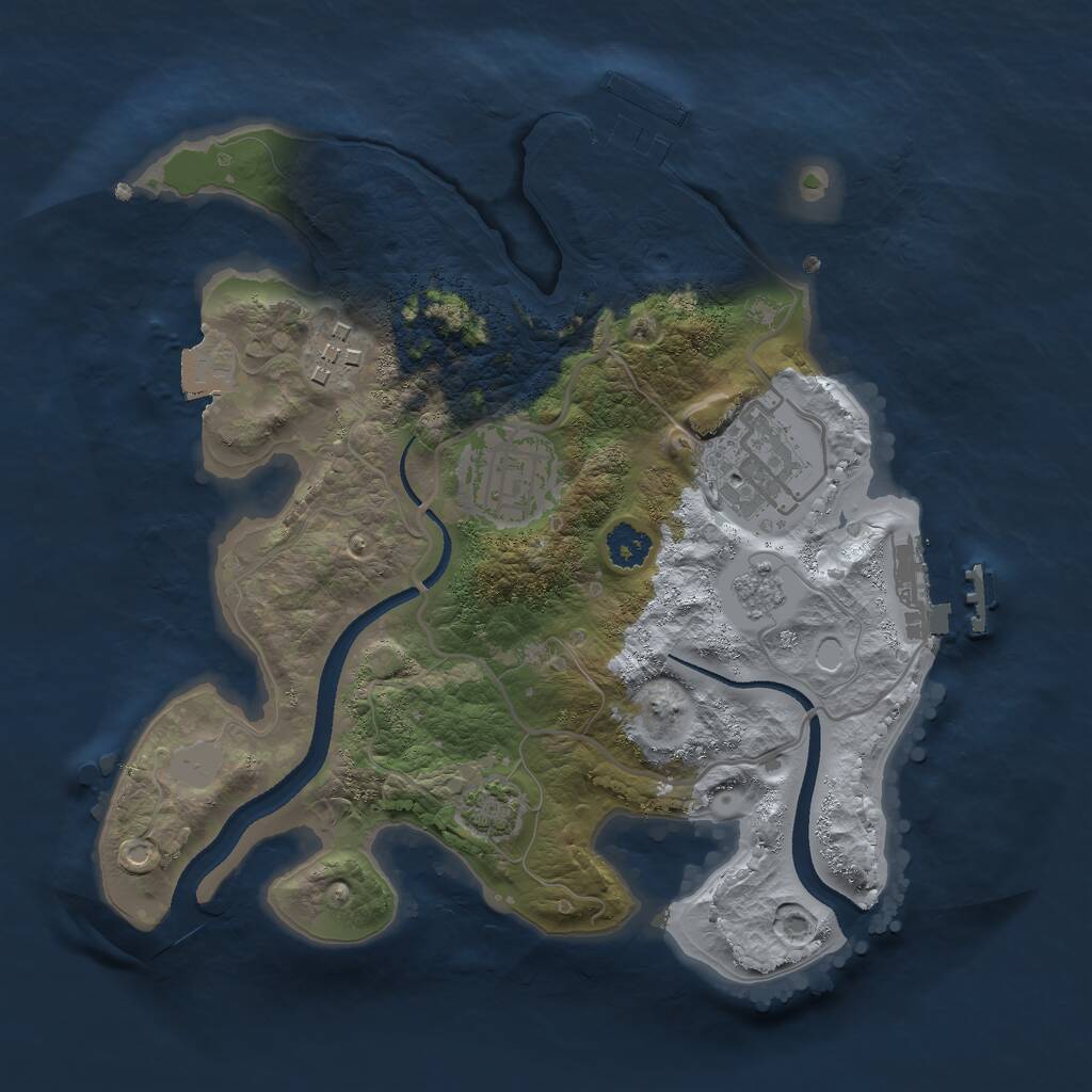 Rust Map: Procedural Map, Size: 2500, Seed: 690250747, 8 Monuments