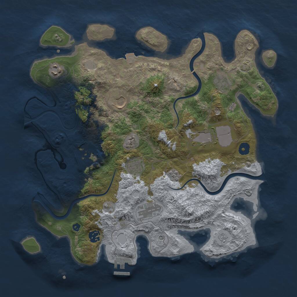 Rust Map: Procedural Map, Size: 3750, Seed: 722296259, 14 Monuments