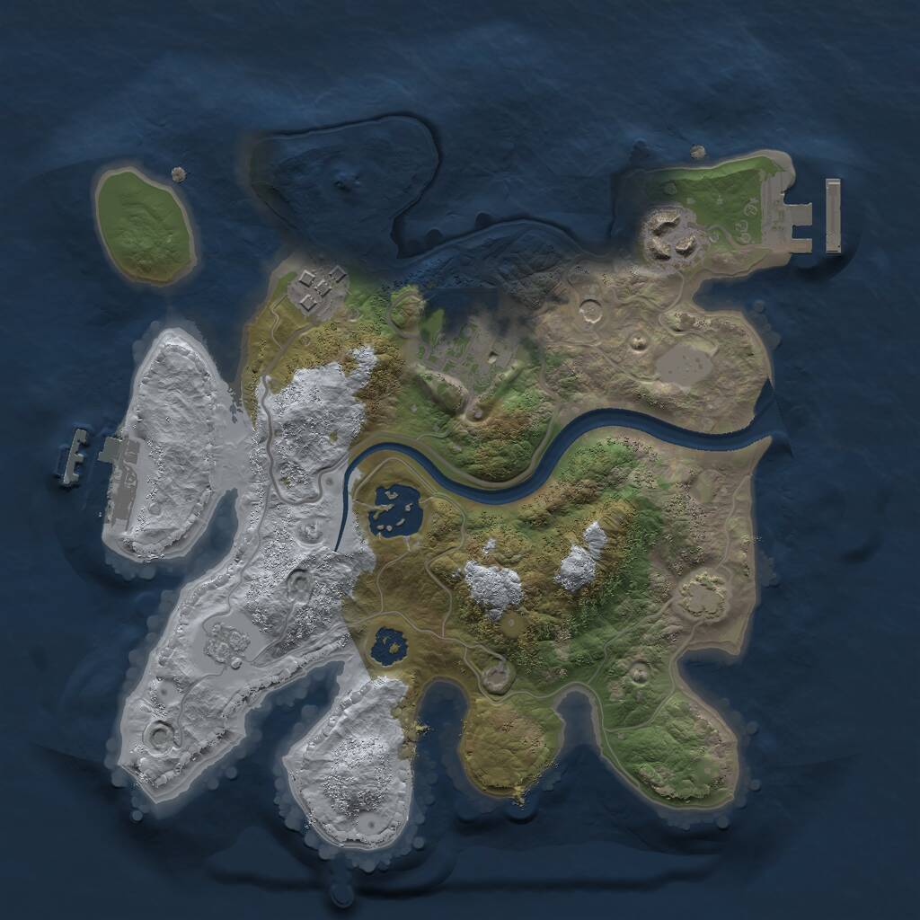 Rust Map: Procedural Map, Size: 2500, Seed: 1243763919, 10 Monuments