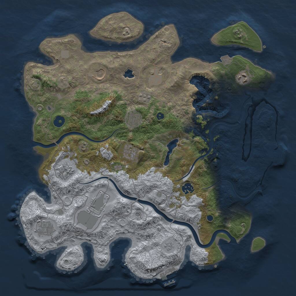 Rust Map: Procedural Map, Size: 4000, Seed: 112254689, 16 Monuments