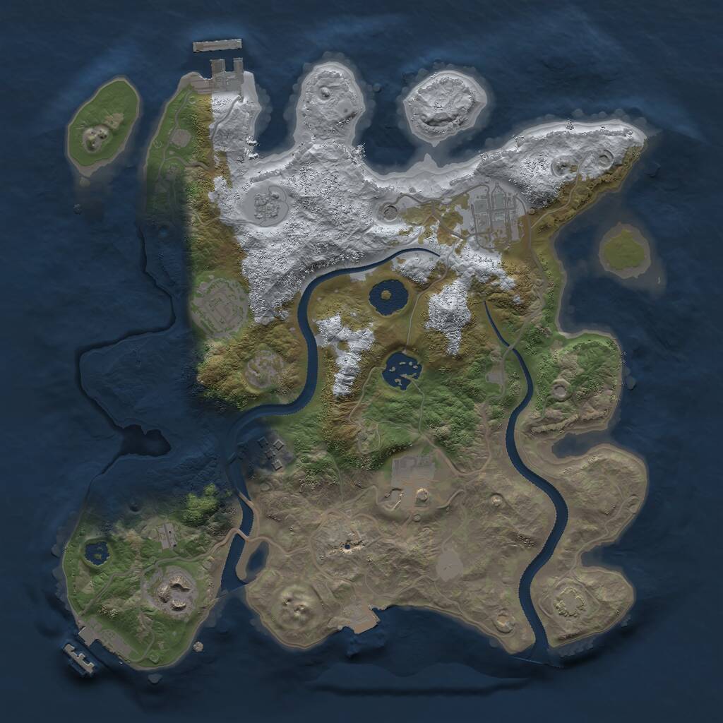 Rust Map: Procedural Map, Size: 3000, Seed: 24114, 12 Monuments