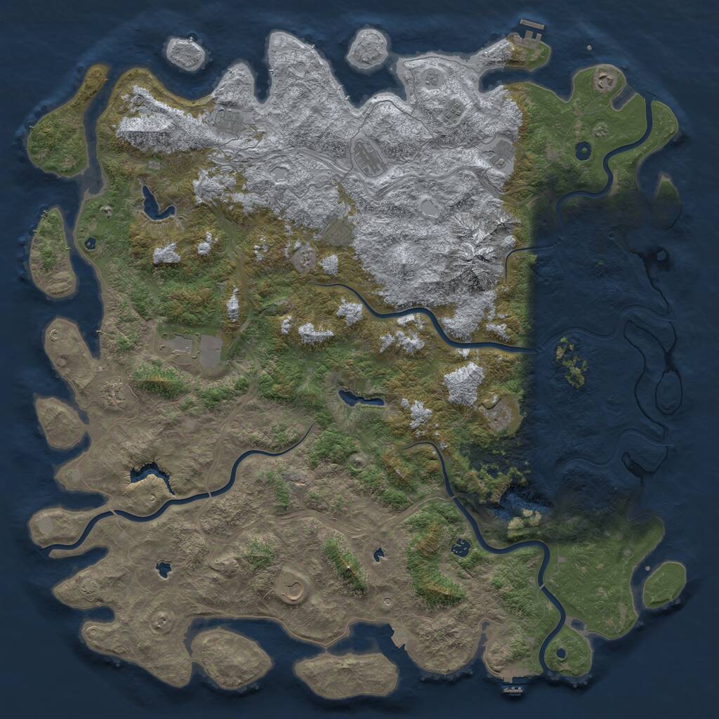 Rust Map: Procedural Map, Size: 6000, Seed: 1956908662, 17 Monuments