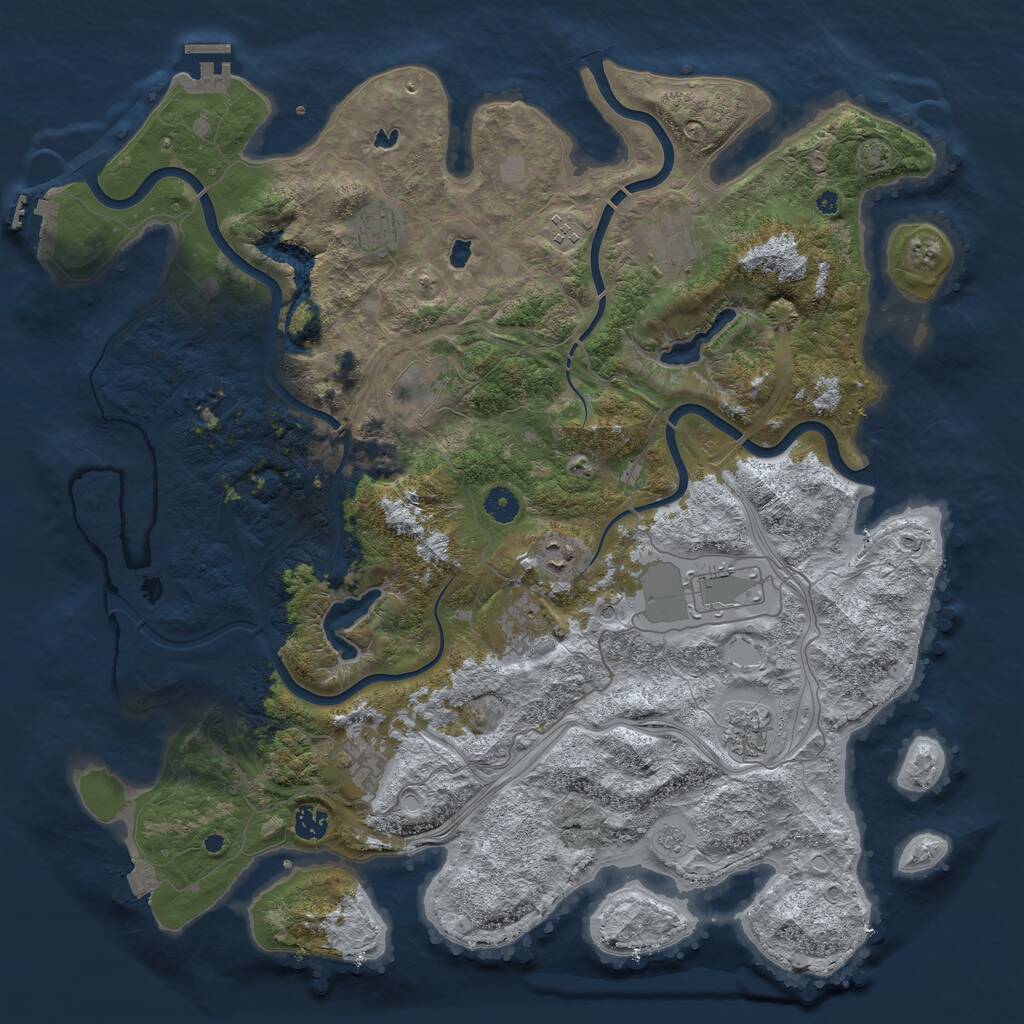 Rust Map: Procedural Map, Size: 4500, Seed: 349149484, 16 Monuments