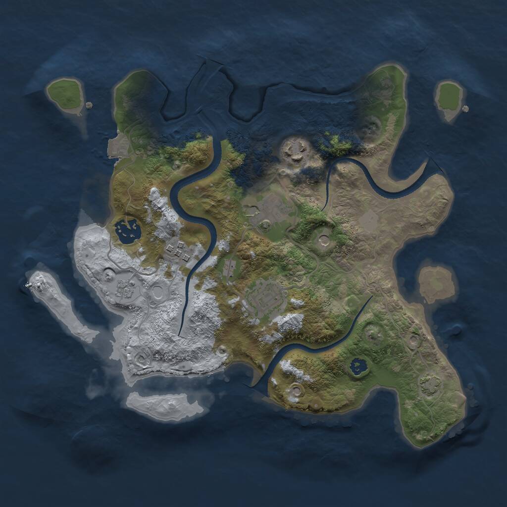 Rust Map: Procedural Map, Size: 3000, Seed: 1376084394, 9 Monuments