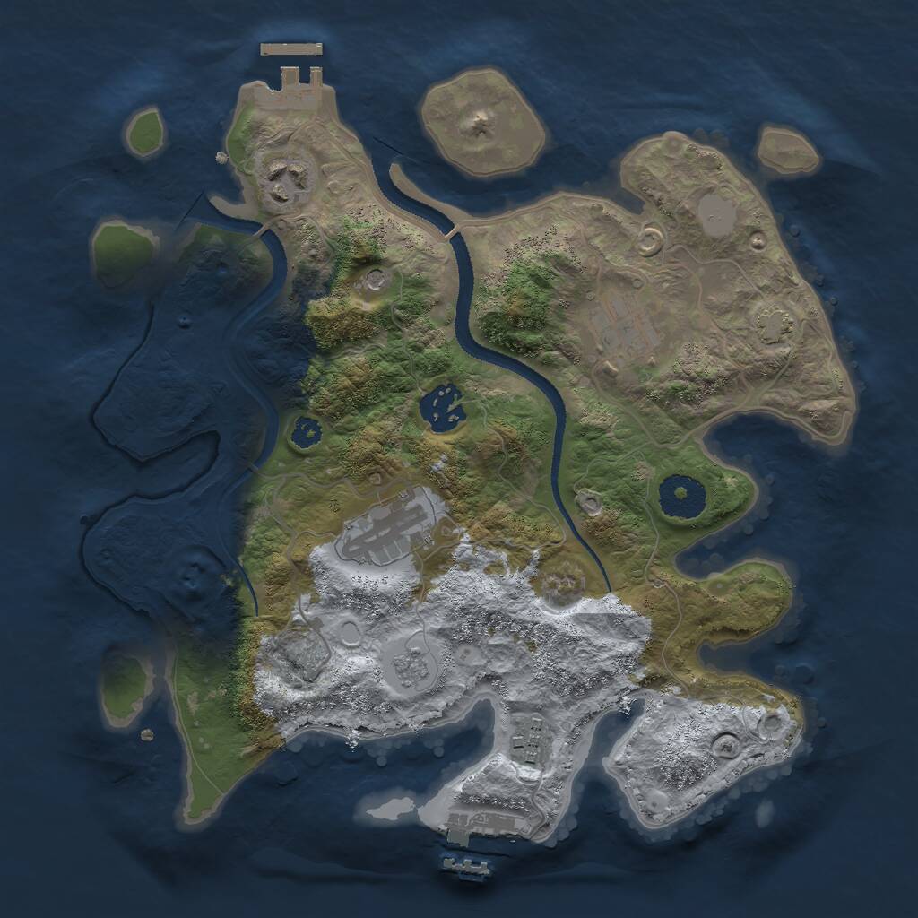 Rust Map: Procedural Map, Size: 3000, Seed: 2032365631, 11 Monuments