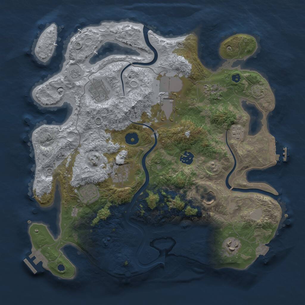 Rust Map: Procedural Map, Size: 3500, Seed: 5535959, 15 Monuments