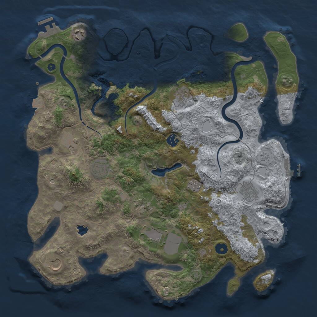 Rust Map: Procedural Map, Size: 4000, Seed: 1161722576, 16 Monuments