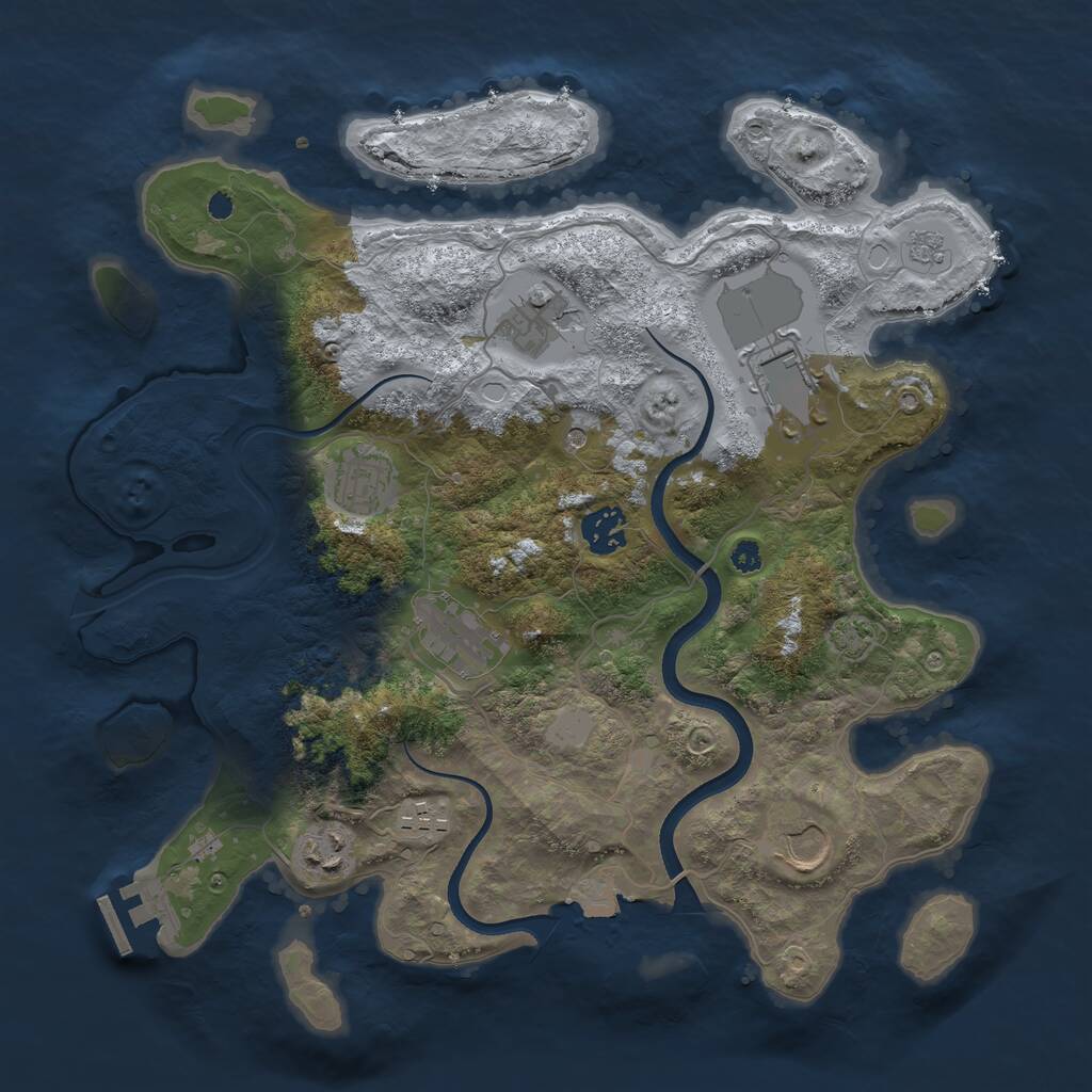 Rust Map: Procedural Map, Size: 3500, Seed: 1552782915, 13 Monuments