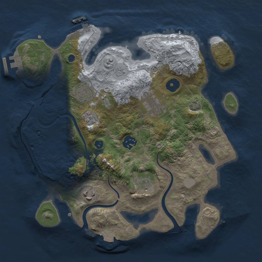 Rust Map: Procedural Map, Size: 3000, Seed: 27213, 12 Monuments