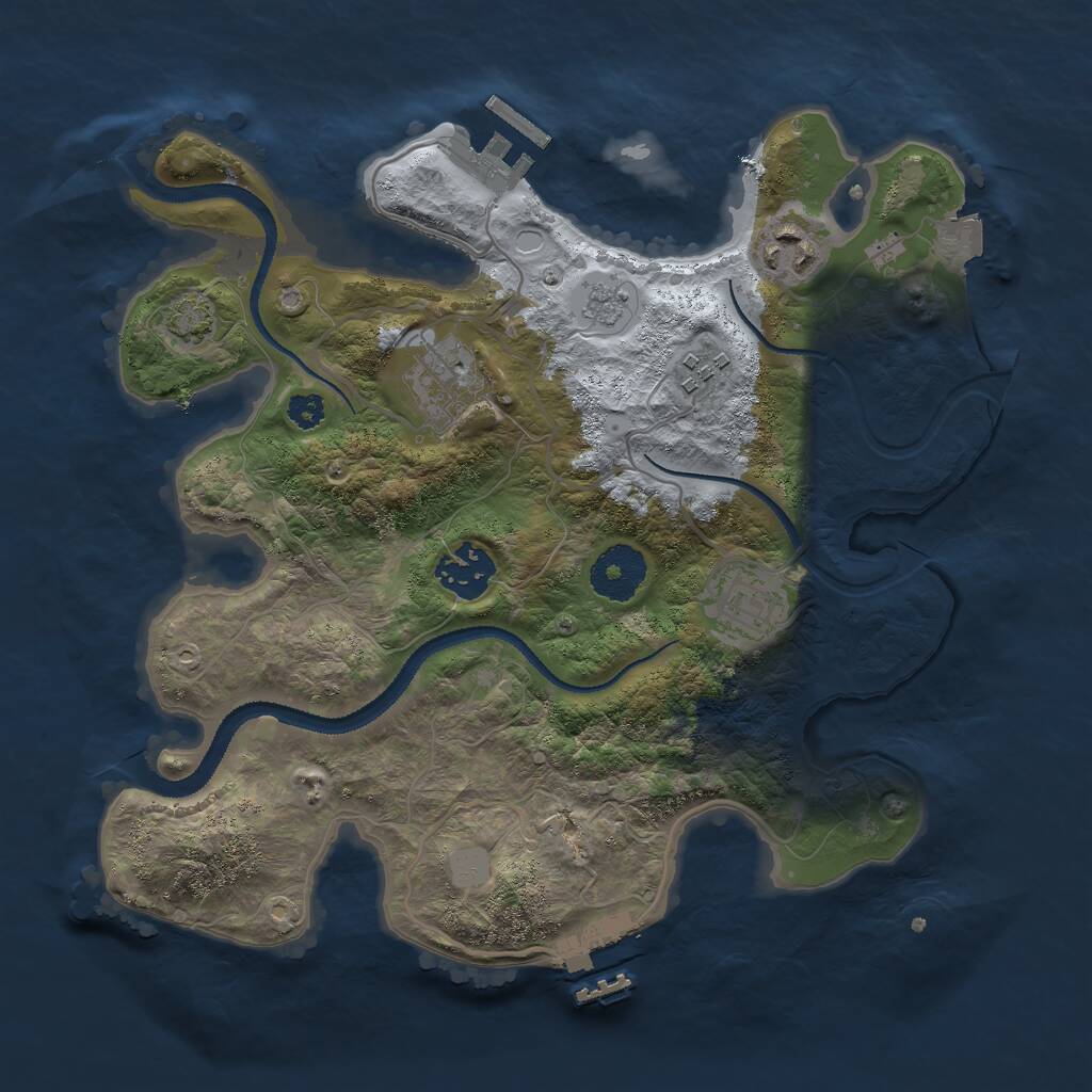 Rust Map: Procedural Map, Size: 3000, Seed: 727437314, 10 Monuments