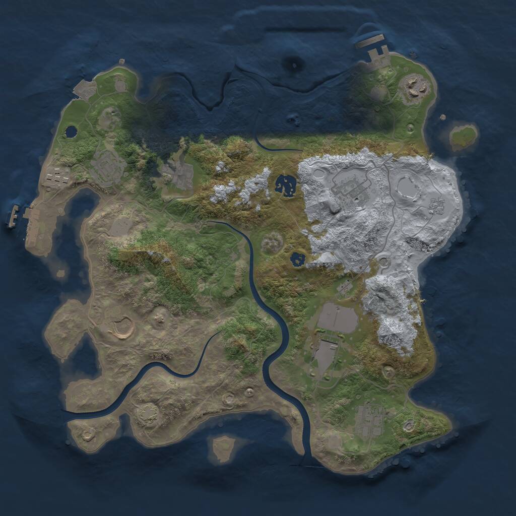 Rust Map: Procedural Map, Size: 3500, Seed: 1344103334, 15 Monuments