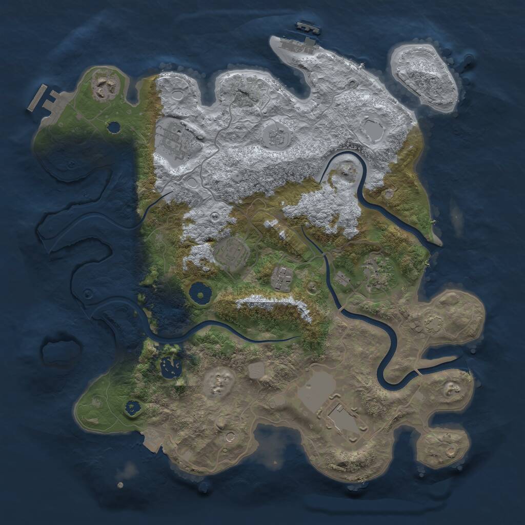 Rust Map: Procedural Map, Size: 3550, Seed: 2104687778, 13 Monuments