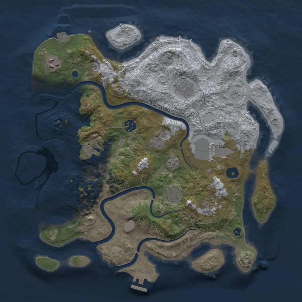Rust Map: Procedural Map, Size: 3750, Seed: 1075711959, 14 Monuments