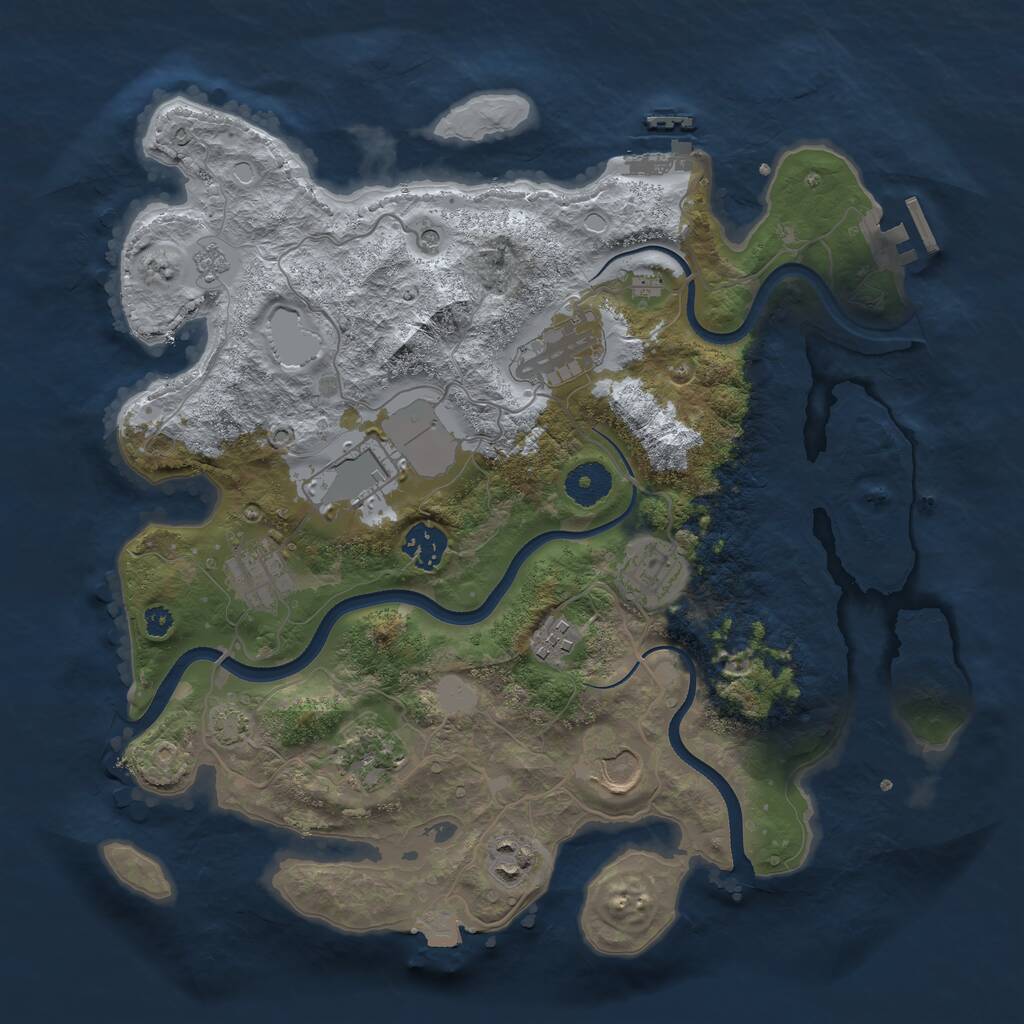 Rust Map: Procedural Map, Size: 3500, Seed: 2277, 15 Monuments