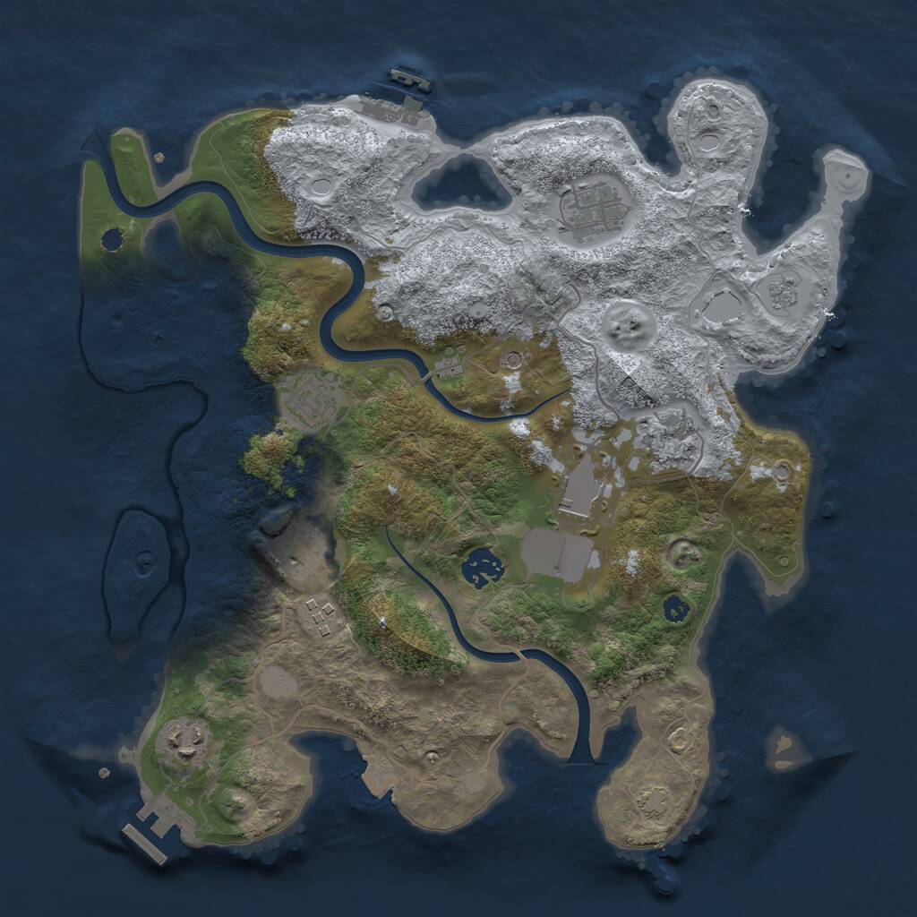 Rust Map: Procedural Map, Size: 3500, Seed: 47558697, 14 Monuments