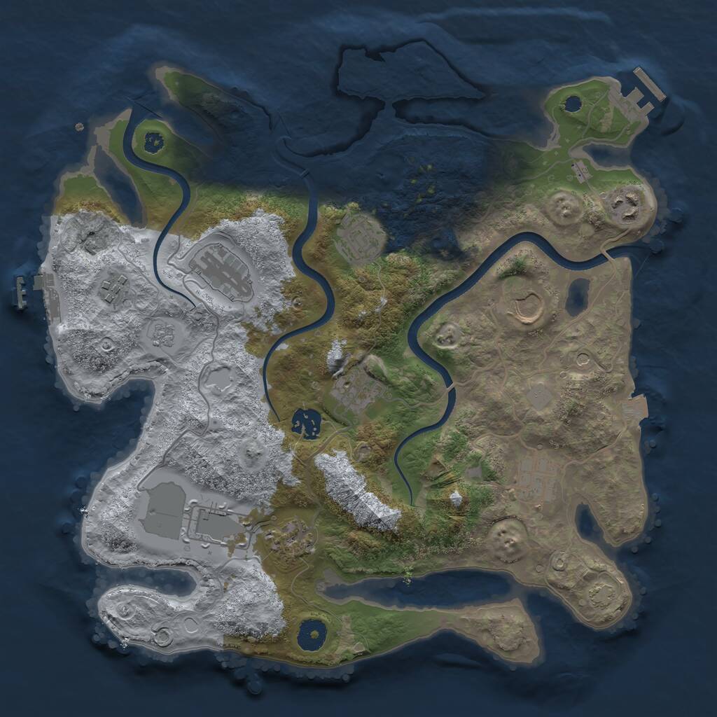 Rust Map: Procedural Map, Size: 3500, Seed: 173425097, 16 Monuments