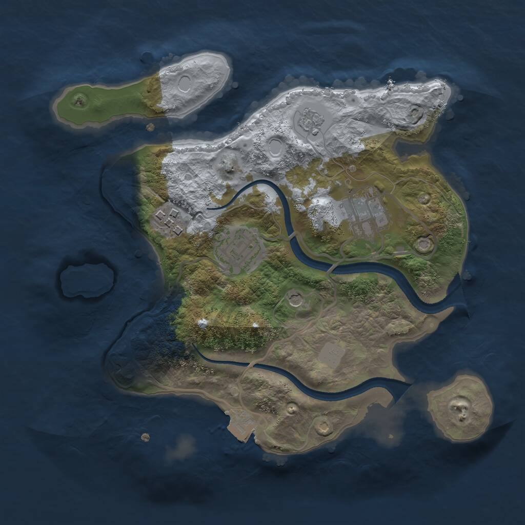 Rust Map: Procedural Map, Size: 2500, Seed: 2104687778, 6 Monuments