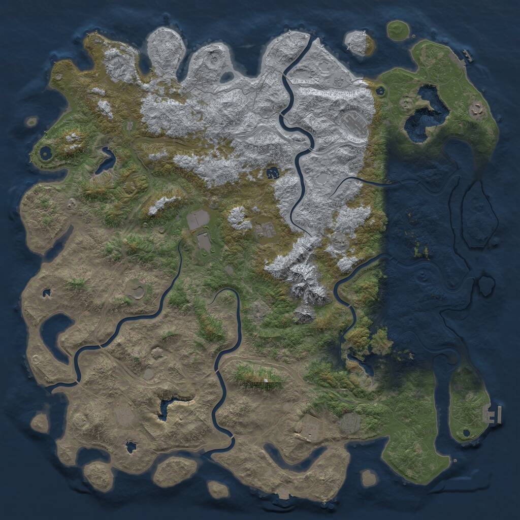 Rust Map: Procedural Map, Size: 6000, Seed: 32323, 17 Monuments