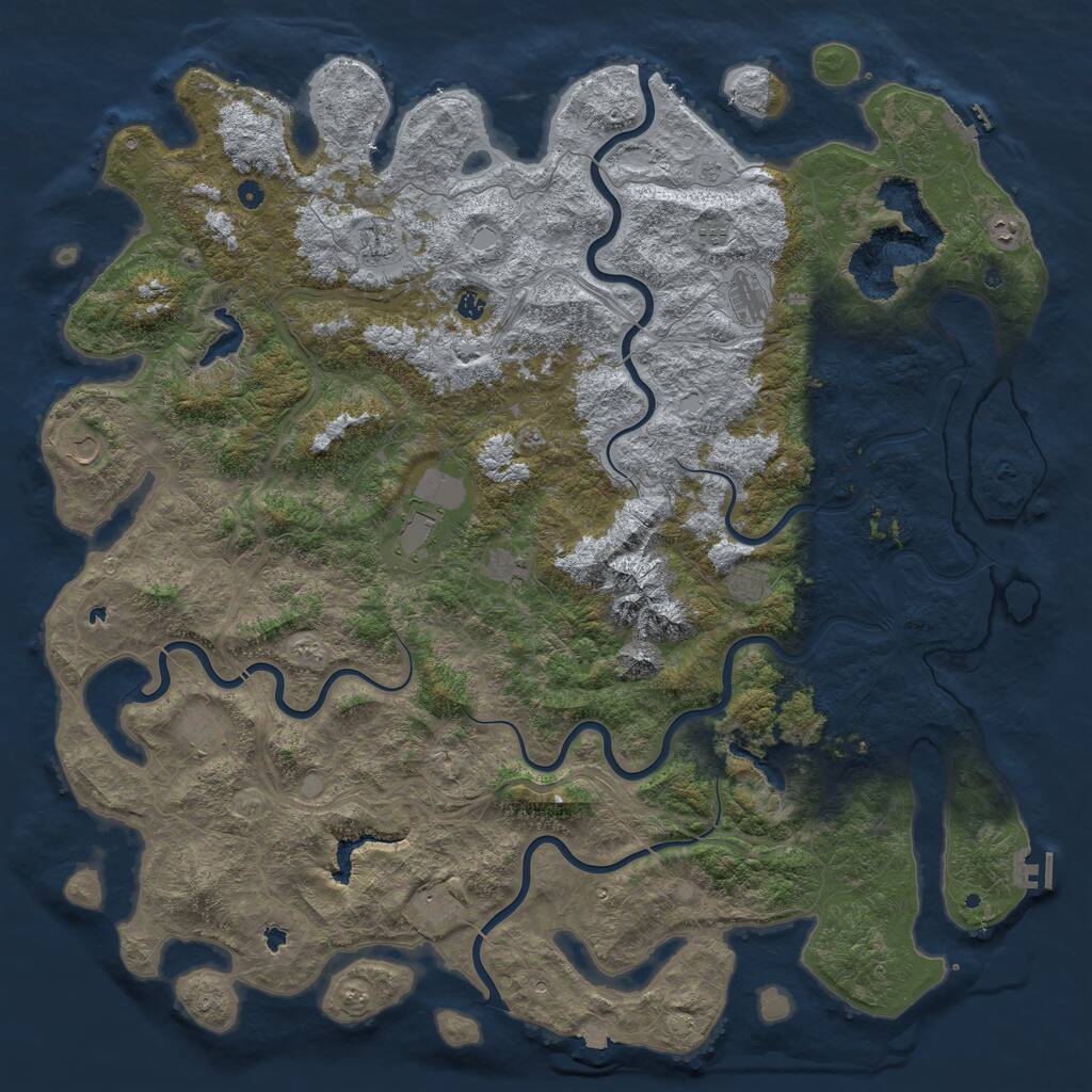 Rust Map: Procedural Map, Size: 6000, Seed: 32323, 17 Monuments