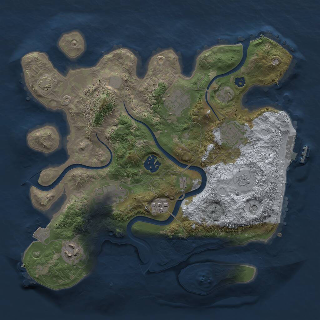 Rust Map: Procedural Map, Size: 3000, Seed: 405, 11 Monuments