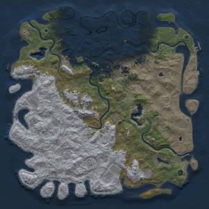 Thumbnail Rust Map: Procedural Map, Size: 6000, Seed: 1129693290, 17 Monuments