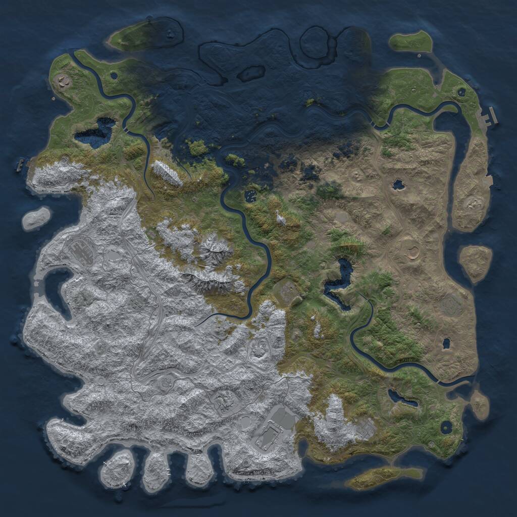 Rust Map: Procedural Map, Size: 6000, Seed: 1129693290, 17 Monuments