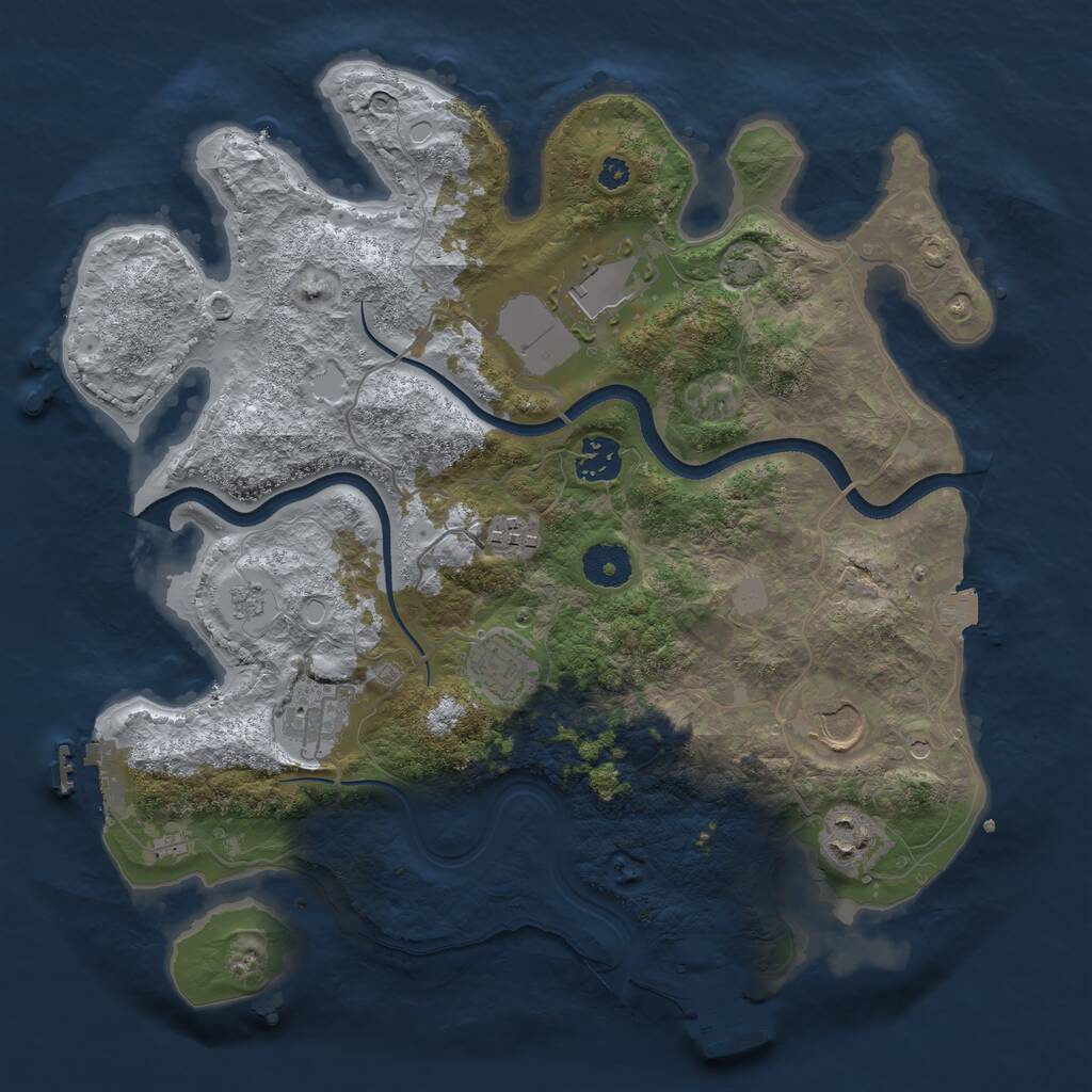 Rust Map: Procedural Map, Size: 3500, Seed: 305781, 13 Monuments