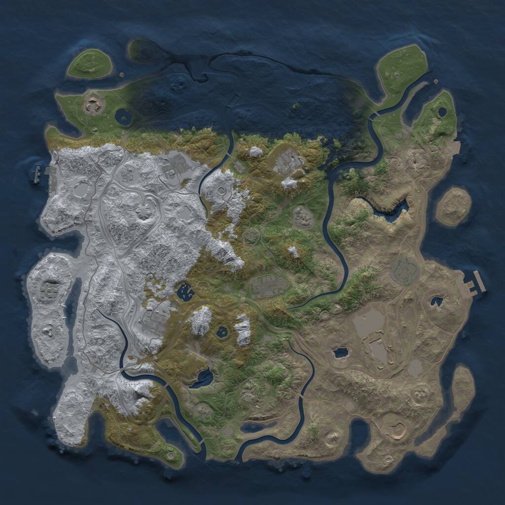 Rust Map: Procedural Map, Size: 4500, Seed: 1275271702, 17 Monuments