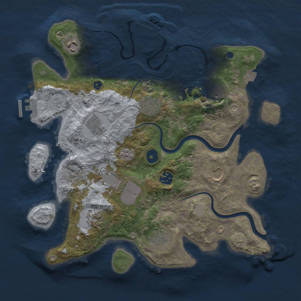 Rust Map: Procedural Map, Size: 3500, Seed: 1840726251, 16 Monuments