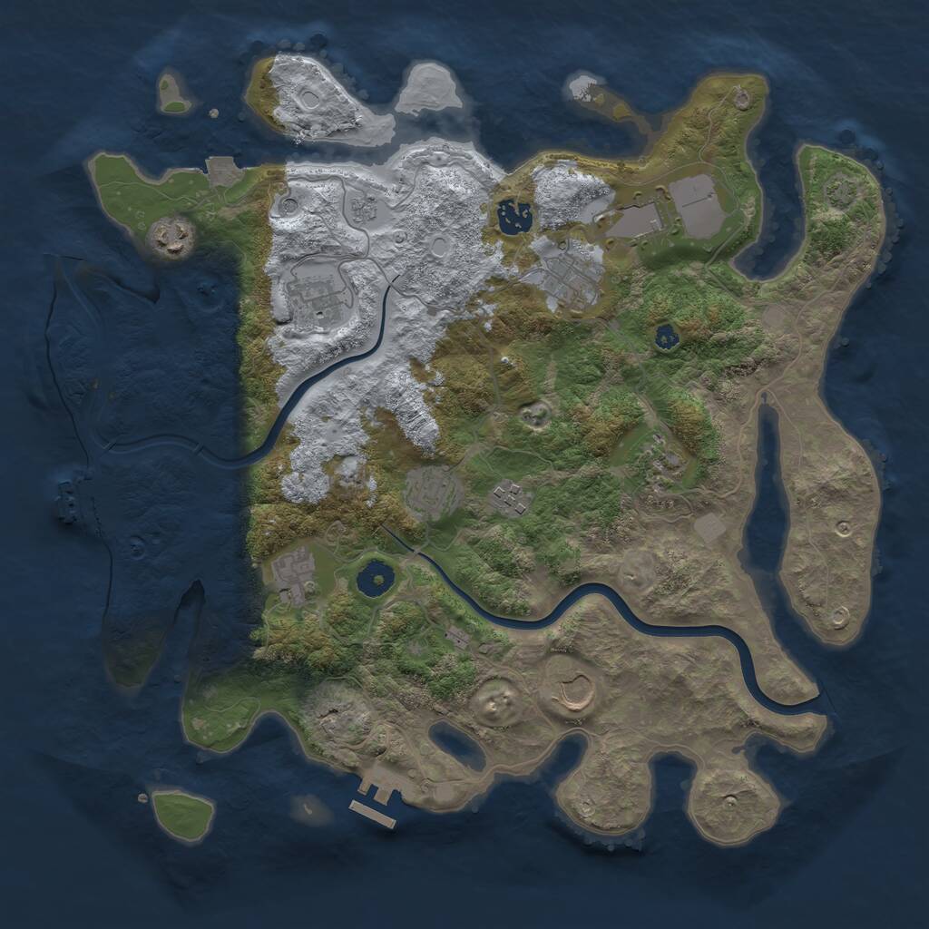 Rust Map: Procedural Map, Size: 3869, Seed: 2000, 16 Monuments