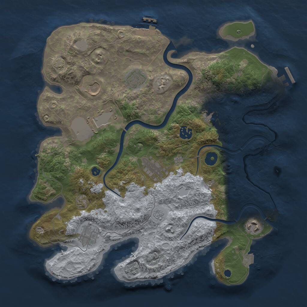 Rust Map: Procedural Map, Size: 3500, Seed: 24060, 15 Monuments
