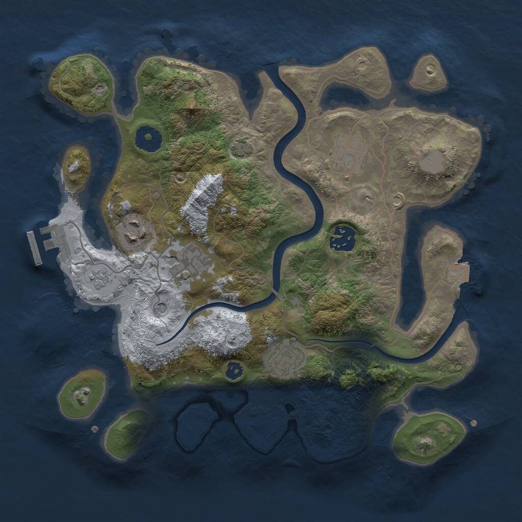 Rust Map: Procedural Map, Size: 3000, Seed: 361875, 10 Monuments