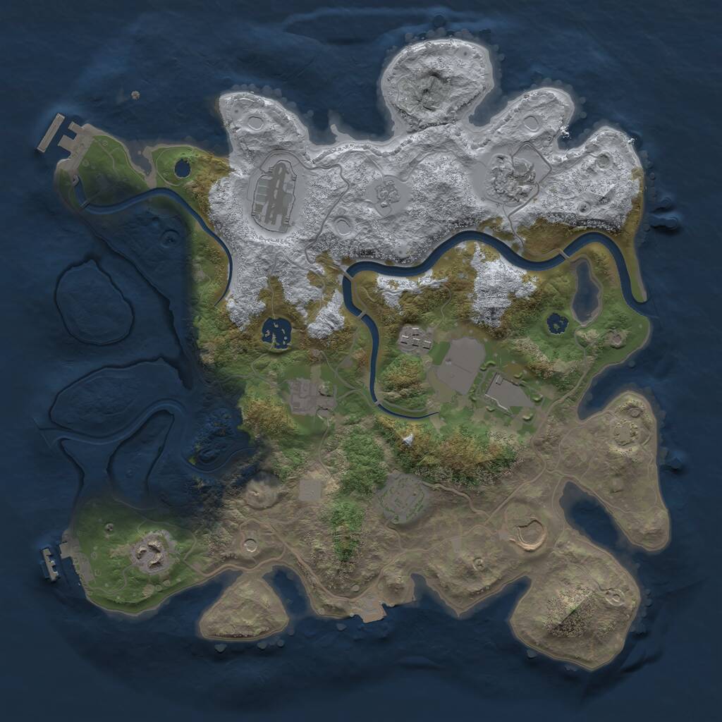 Rust Map: Procedural Map, Size: 3500, Seed: 1031299917, 15 Monuments