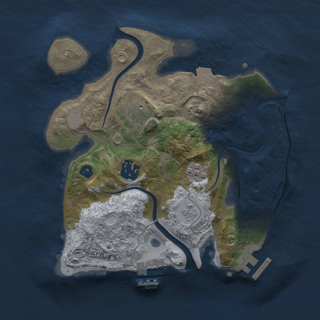 Rust Map: Procedural Map, Size: 2500, Seed: 702870575, 7 Monuments