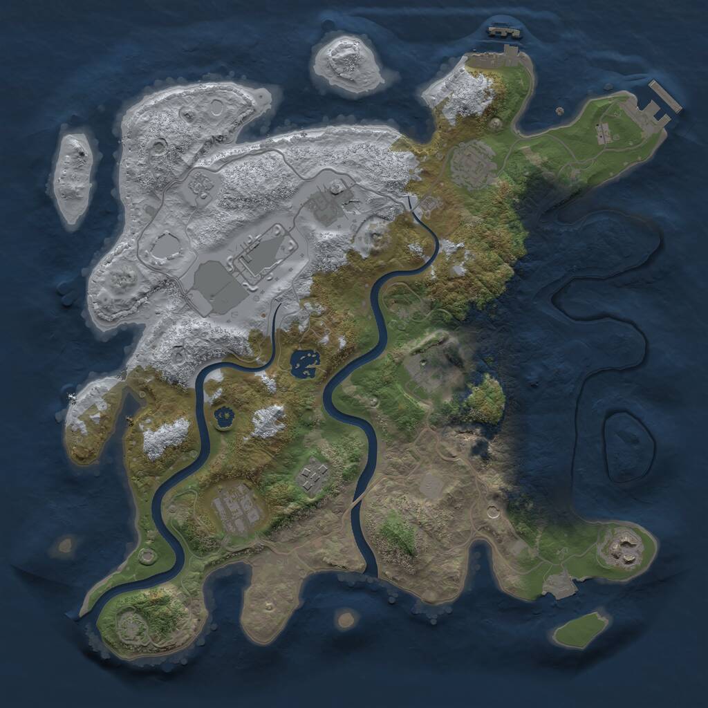 Rust Map: Procedural Map, Size: 3500, Seed: 91376, 14 Monuments