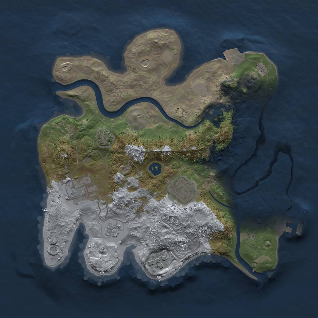 Rust Map: Procedural Map, Size: 2500, Seed: 314159265, 8 Monuments