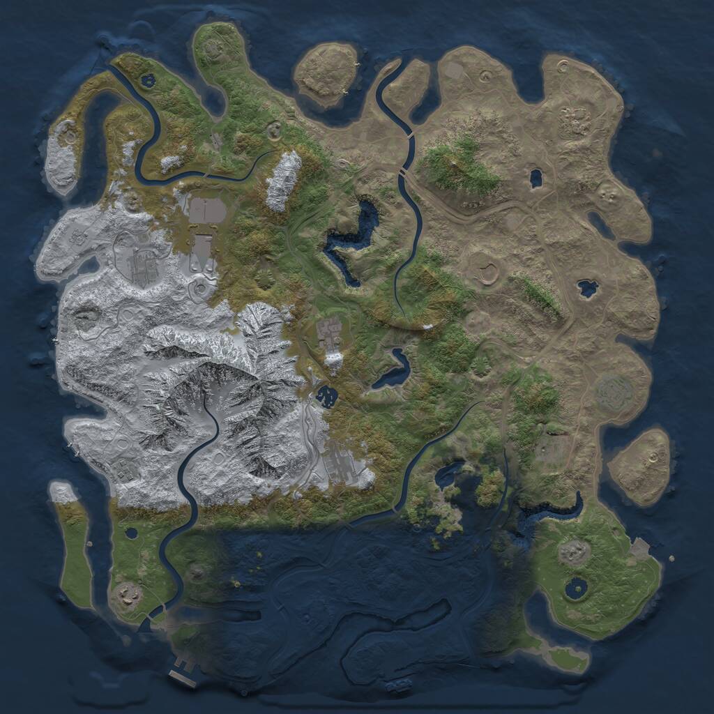 Rust Map: Procedural Map, Size: 5000, Seed: 692317234, 17 Monuments
