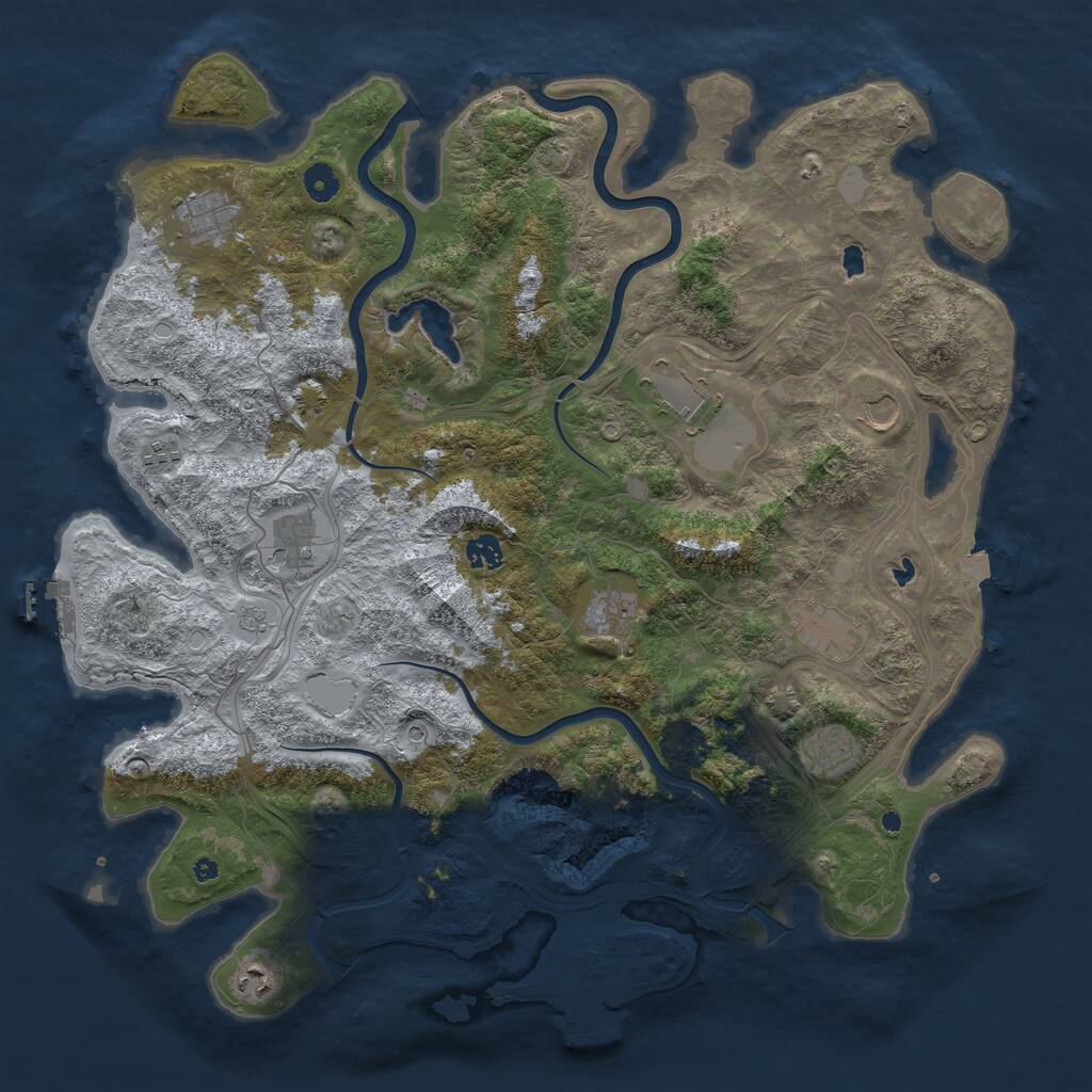 Rust Map: Procedural Map, Size: 4500, Seed: 96061107, 16 Monuments