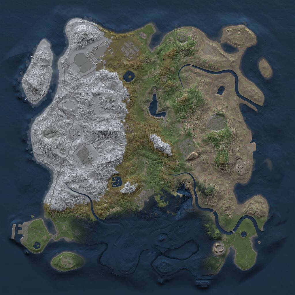 Rust Map: Procedural Map, Size: 4000, Seed: 83328, 16 Monuments