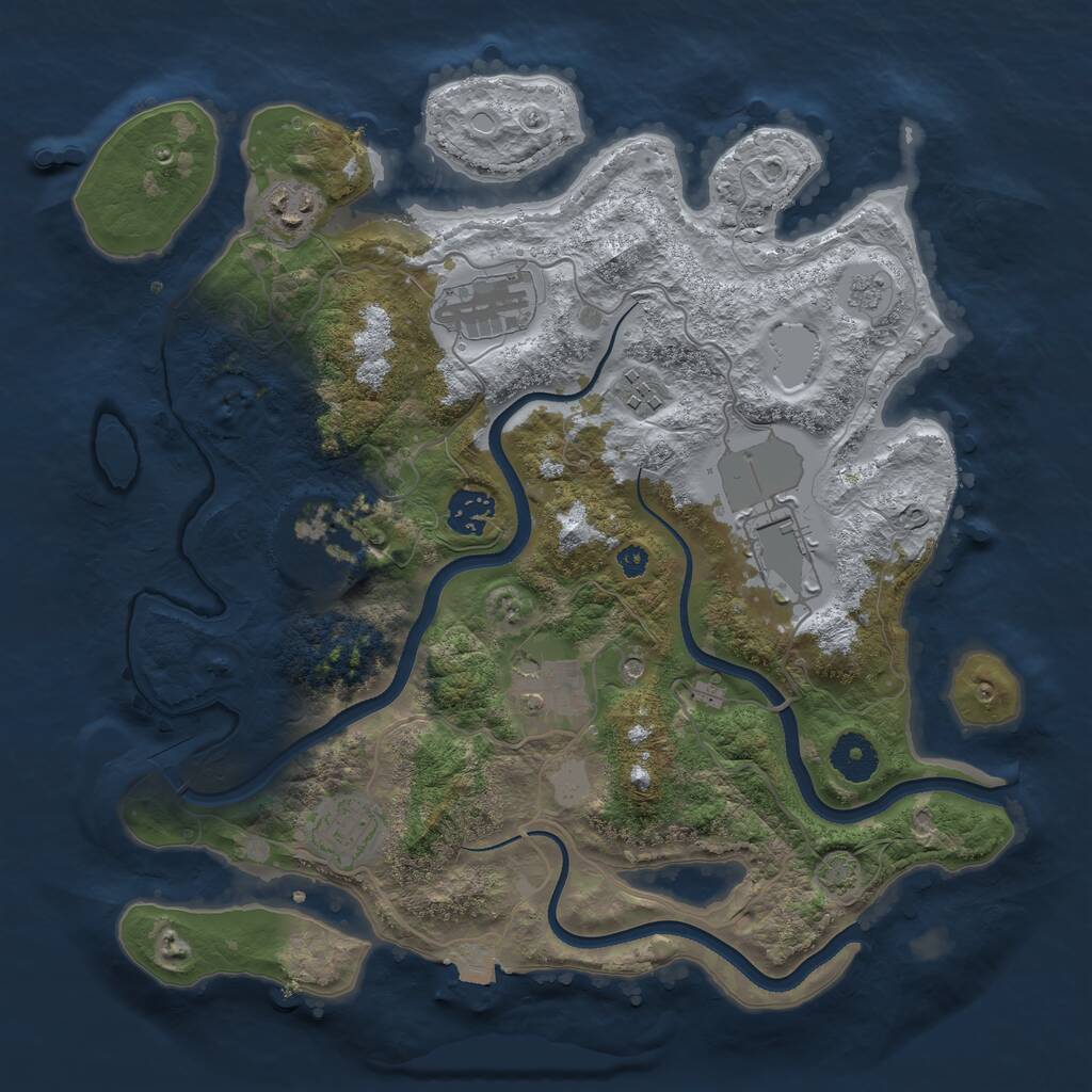 Rust Map: Procedural Map, Size: 3500, Seed: 23422, 12 Monuments