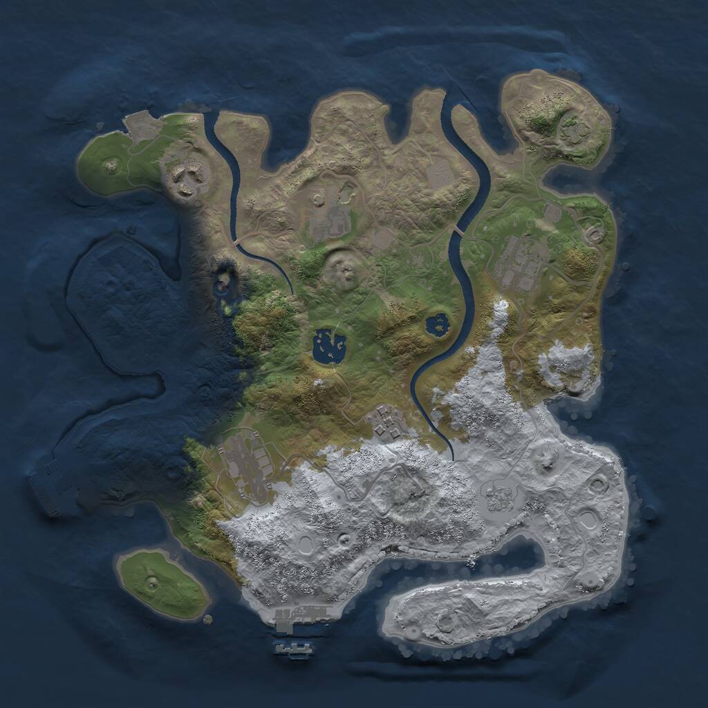 Rust Map: Procedural Map, Size: 3000, Seed: 44323, 12 Monuments